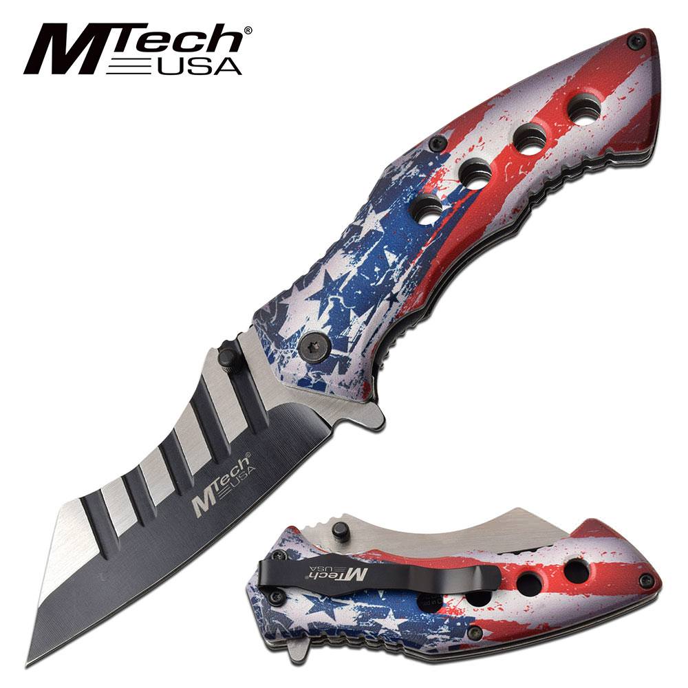 3.5" Blade American Flag USA Stars Stripes Spring Assisted Knife - Tophatter's Army Products & Self Defense Collectible Weapons - Tophatter Daily Deals